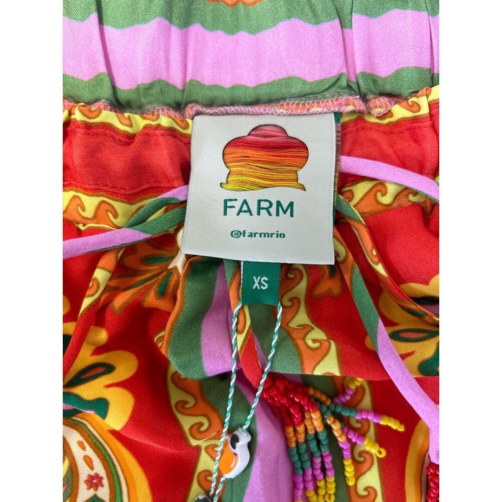 NWT FARM Rio Multicolor Beach Toucans Scarf Straight Leg Pants XS - Picture 7 of 16